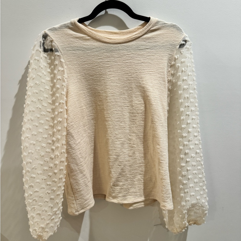 Maeve by Anthropologie - Ivory Top - Sheer Sleeves - Excellent Condition- Medium